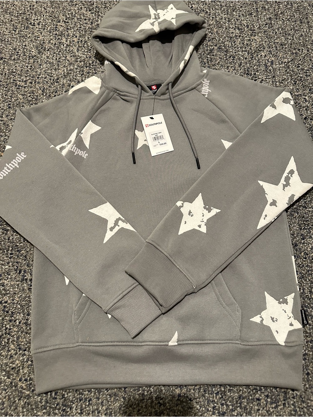 South Pole Gray Hoodie with White Star Print